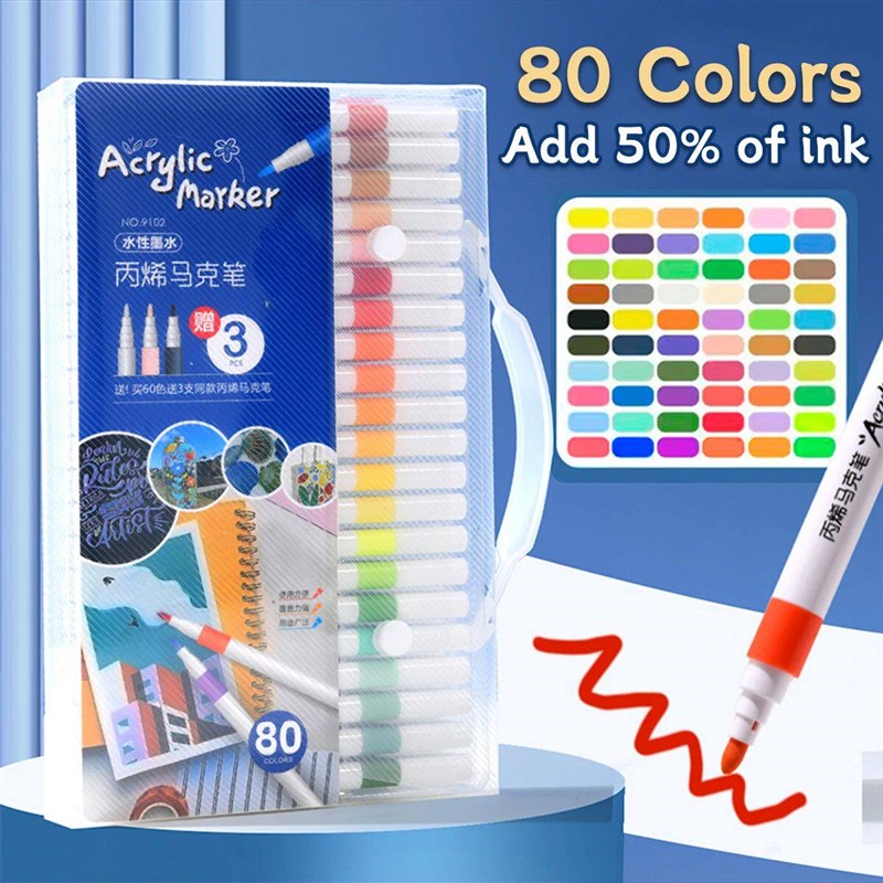 Acrylic Marker 24-80 Colors Pen Set for Draw Sketching Oily图片