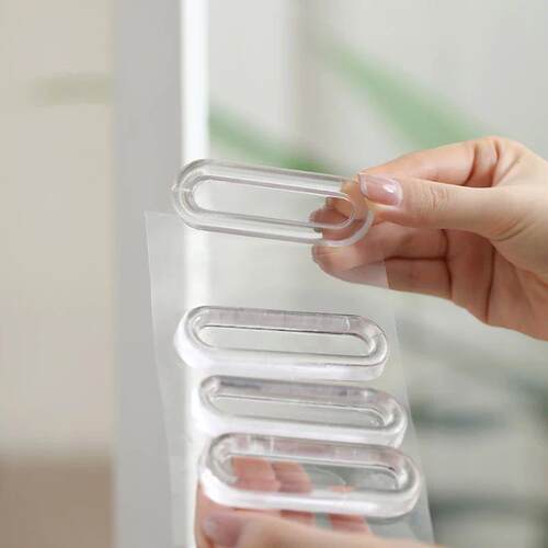 4PCS Self-Adhesive Sliding Door Handle Transparent Plastic S