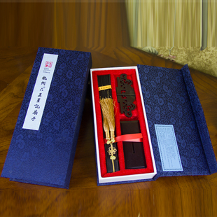 杭州王星记扇20CM细拉手绘乌木扇女式 折扇23cm工艺扇礼品收藏扇