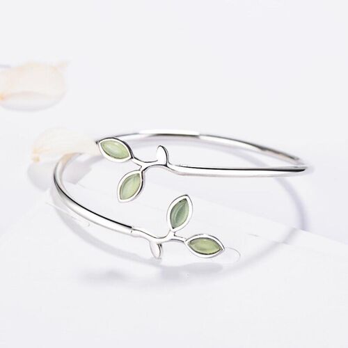 Sole Memory Tender Bud Fresh Minimalist Leaves Opal Silver C