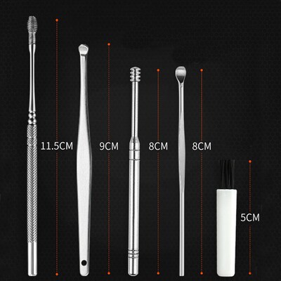 7 Pcs/set Ear Wax Pickers Stainless Steel Earpick Wax Remove