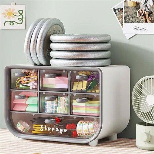 Multifunctional 7-grid storage box Organizer Shelf Desk