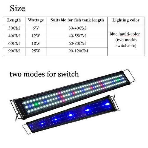 Waterproof LED Aquarium Lights Fish Tank Light Bar Blue Subm