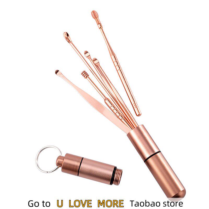 6Pcs/set Ear Wax Pickers Stainless Steel Spiral Earpick Wax - 实物图