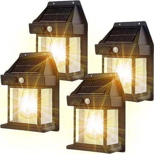4PCS Solar Wall Sreet Lamp Waterproof Warm Light With Sensor