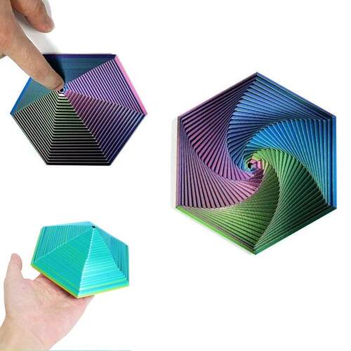 3D Printed Fractal Fidget Hexagon 7cm Portable Playing Senso