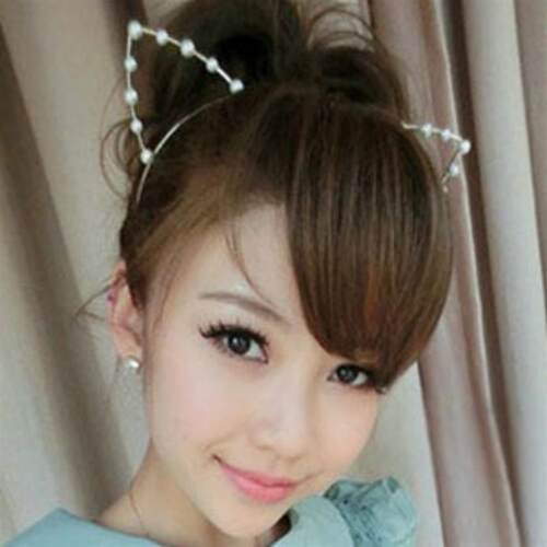 Metal Cat Ears Headband 金属猫耳朵几何珍珠时尚头饰设计感发卡