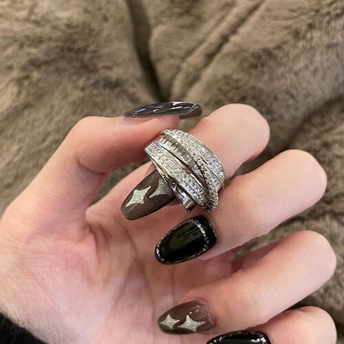 Fashion Multilayer Irregular Zirconia Open Rings For Women S