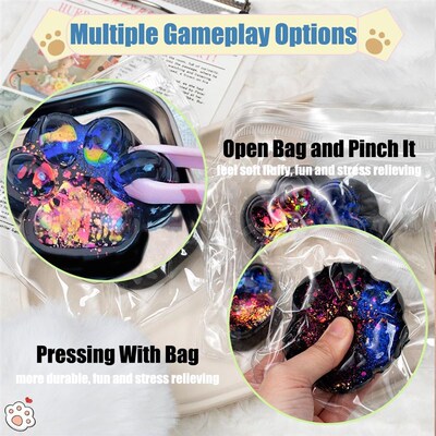 2Pcs Taba Squishy Starry Cat Paw Squeeze Toys  Stress Relief