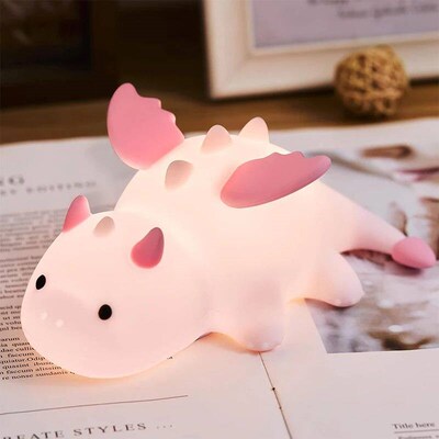 Cute Baby Dragon Kids Night Light, Soft Silicone Lamp Rechar