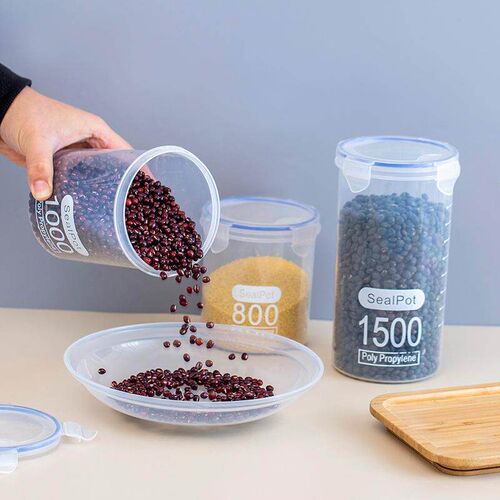 Large food storage container, plastic storage jar, kitchen s
