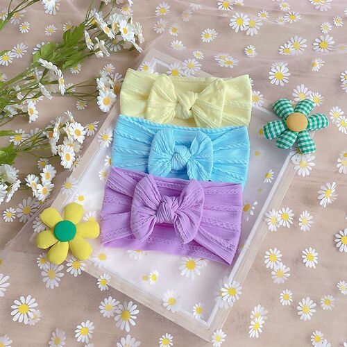 New Soft Twist Nylon Childrens Hair Band Ba Wide Edge Bow S