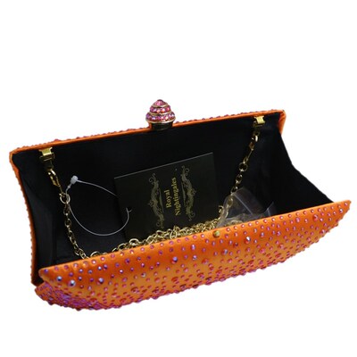 Hot Orange Crystal Clutch Evening Clutch Bags for Womens Par