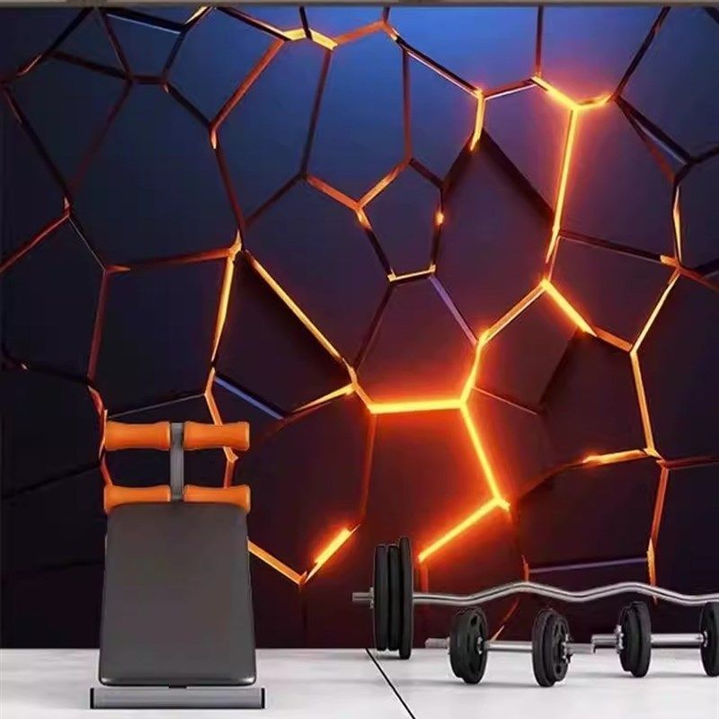 3D立体科技感前台背景墙纸赛博朋克电竞馆酒吧健身房几何KTV墙布,家装主材,定制壁画,淘宝优惠券,粉丝福利购,淘宝优惠卷