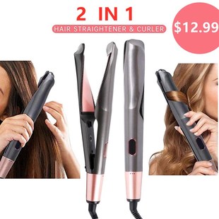 2 In 1 Hair Straightener and Curler Curling Iron for All Hai