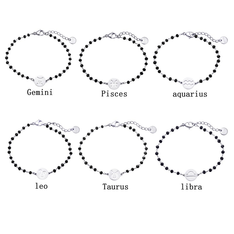 Stainless Steel Round Hollow 12 Constellation Zodia Sign Bra - 实物图