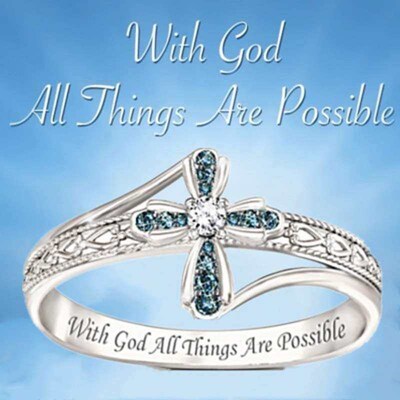 Zhuyue personality simple cross pattern ring with diamond ri