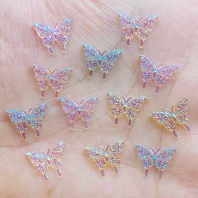 100Pcs New Cute Mini Shiny Little Butterfly Resin Figurine C