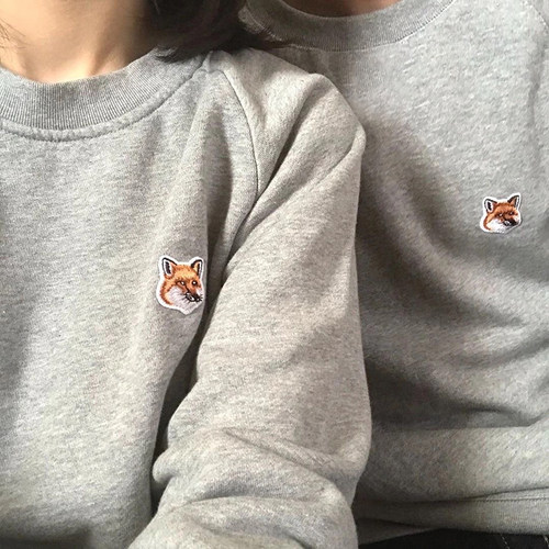 Rowling Chic Fox Head Embroidery Women Sweatshirts Winter Lo