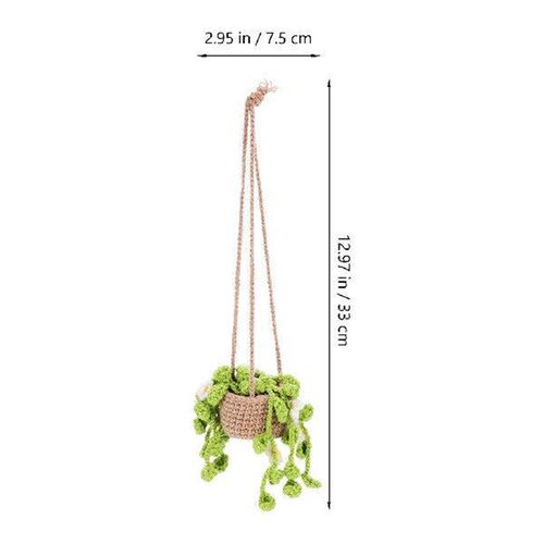 Sunflower Hanging Basket Crochet Car Decor Rearview Mirror
