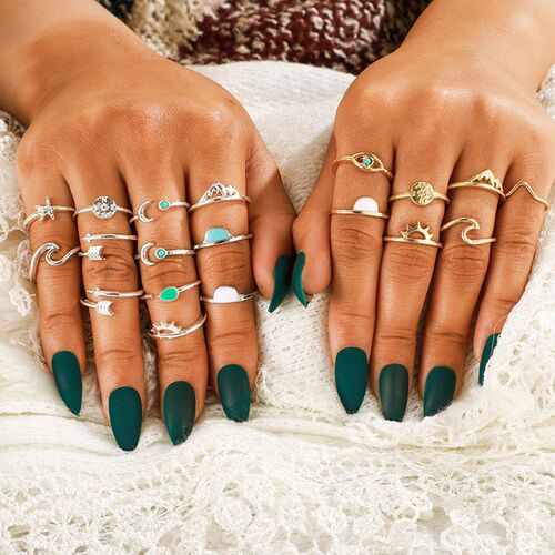 Bohemia Ring Set Women Butterfly Floral Zircon Rings Vintage