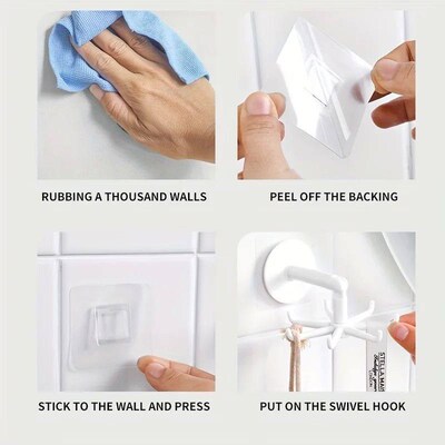 2 Kitchen Storage Swivel Hooks Self-Adhesive Non-Tracking Ho