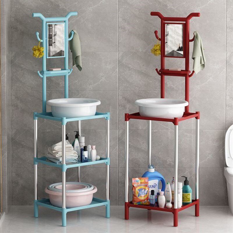 洗脸盆架子落地式家用农村洗漱架平房洗头洗手台带镜子支架多功能,住宅家具,面盆架,淘宝优惠券,粉丝福利购,淘宝优惠卷