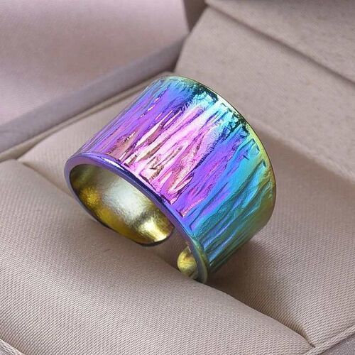 Stainless Steel Wide Rings For Women Men Irregular Personali
