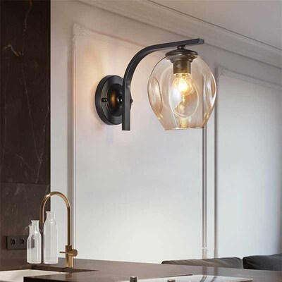 Modern Color Sconce Wall Lamp Glass Lampshade Loft Decorativ