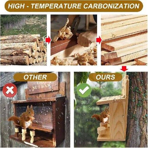 Feeding Container Wooden Squirrel Feeder Hanging