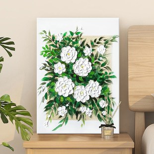 香水百合肌理画diy材料包手绘小清新花卉石英砂丙烯解压数字油画