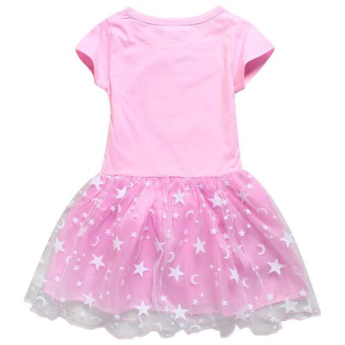 Summer Kids Dresses for Girls Cartoon girl and The Bear Shor