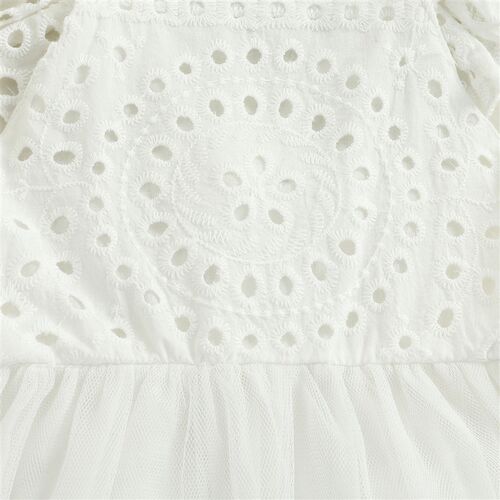 Infant Kids Lace Tutu Dress, Baby Girls Solid Color Fly Slee