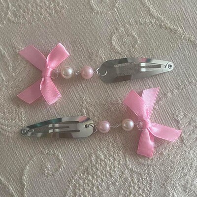 fairy core handmade satin bow hairpin coquettish retro babyd