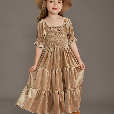 New Princess Girls Velvet Classic Retro Dress Clothing Baby