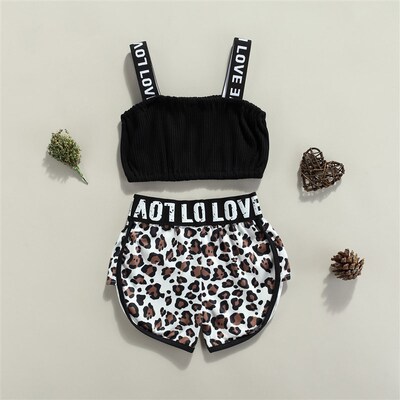 Girls Clothing Sets 2023 Summer Kids Clothes Letter Strap Sl
