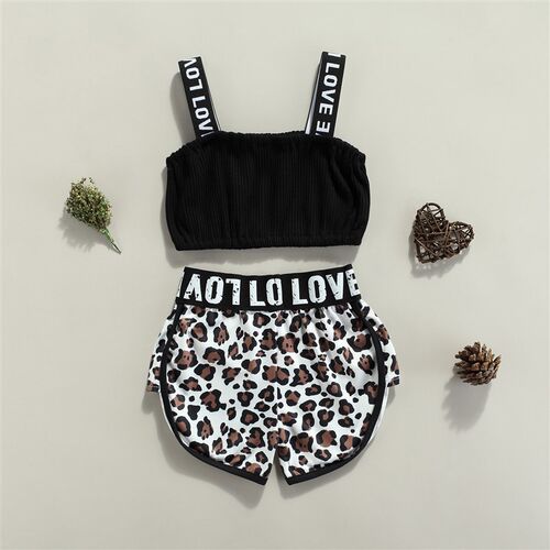 Girls Clothing Sets 2023 Summer Kids Clothes Letter Strap Sl