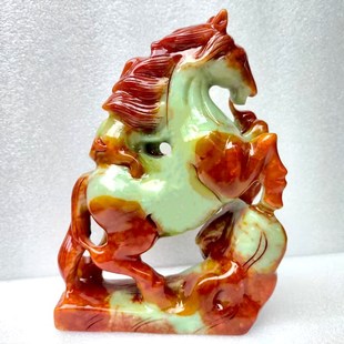 天然玉石马上封侯摆件岫玉真玉马生肖客厅书房办公室礼品直销