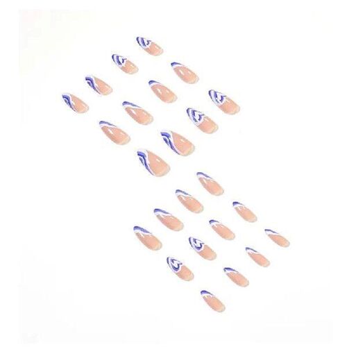 Press on Nails Medium Almond Fake Nails French Tip False