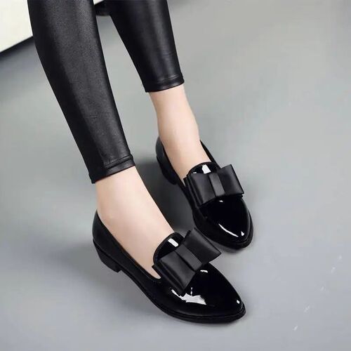 Pointed Toe Women Flats Shoes Bow Women Shoes Patent Leather