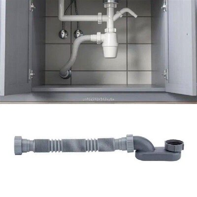 Easy Fix Flexible ABS Trap Gray Bathtub Drain Pipe Simple