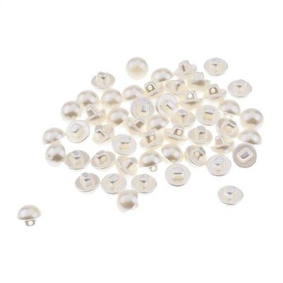 2X 50 Pieces Plastic Semicircle Pearl Buttons for DIY