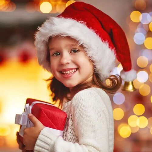 Christmas Santa Hat Xmas Long Plush Holiday Red Hat For Adul