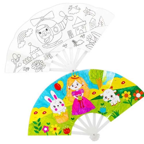 Painting Summer Fan DIY Toys For Children Cartoon Animal Col