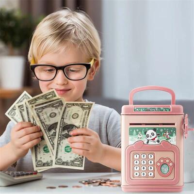 Piggy Bank Toy with Password Fingerprint Voice Prompt Foldin