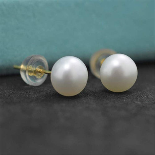 Natural Freshwater Pearl Stud Earrings Real 925 Sterling Sli