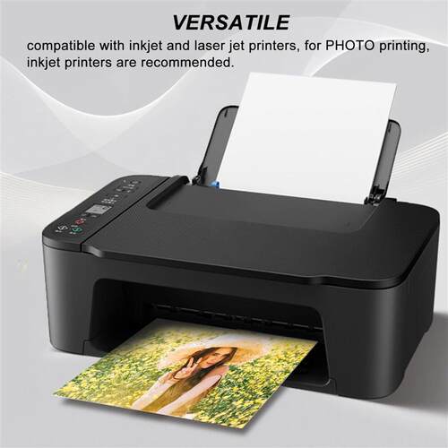 ESHANG100 Sheets Glossy Self-Adhesive Photo er Paper for Ink