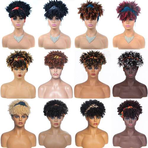 Soft Kinky Curly Headband Wig Short Afro Kinky Curly Turban