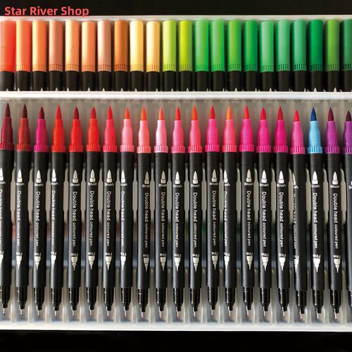 100 Colors Fineliner Brush Tip Art Marker Double Head勾线笔