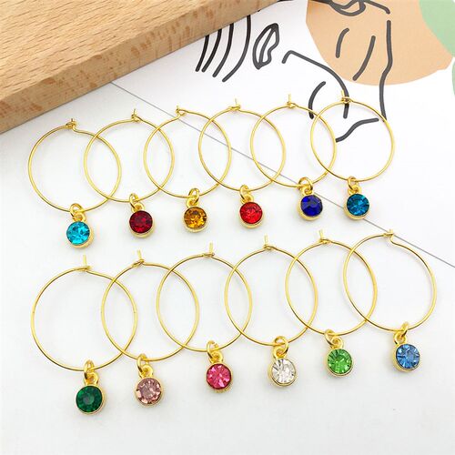 Wine Glass Marker Zinc Alloy Enamel Gold Plated Charms Penda